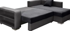 COLLECTION AB Ecksofa »John L-Form, B: 226 cm« Schlaffunktion, Bettkasten, Regalelement & 2 Zierkissen
