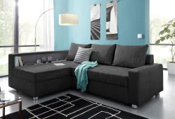 COLLECTION AB Ecksofa »Relax L-Form, B: 223 cm« Schlaffunktion, Bettkasten, Regal & 1 Zierkissen, optional Licht
