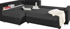 COLLECTION AB Ecksofa »Relax L-Form, B: 223 cm« Schlaffunktion, Bettkasten, Regal & 1 Zierkissen, optional Licht