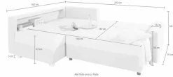 COLLECTION AB Ecksofa »Relax L-Form, B: 223 cm« Schlaffunktion, Bettkasten, Regal & 1 Zierkissen, optional Licht