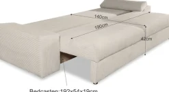 COLLECTION AB Schlafsofa »Mara, B: 249 cm, Liegefl. 139x195 cm« Dauer-Schlaffunktion, Bettkasten & Federkern, wahlweise mit Topper