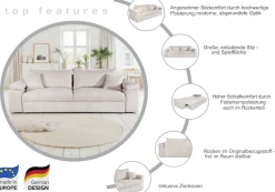 COLLECTION AB Schlafsofa »Mara, B: 249 cm, Liegefl. 139x195 cm« Dauer-Schlaffunktion, Bettkasten & Federkern, wahlweise mit Topper