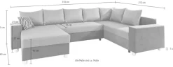 COLLECTION AB Wohnlandschaft »Paris U-Form, B: 310 cm« Zierkissen & Federkern, optional Schlaffunktion & Bettkasten