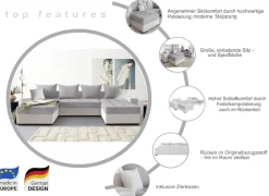 COLLECTION AB Wohnlandschaft »Josy XL U-Form, B: 313 cm in Cord, Cord-Mix« Schlaffunktion, Bettkasten & 2 Zierkissen, Federkern
