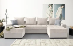 COLLECTION AB Wohnlandschaft »Josy XL U-Form, B: 313 cm in Cord, Cord-Mix« Schlaffunktion, Bettkasten & 2 Zierkissen, Federkern