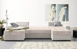 COLLECTION AB Wohnlandschaft »Josy XL U-Form, B: 313 cm in Cord, Cord-Mix« Schlaffunktion, Bettkasten & 2 Zierkissen, Federkern