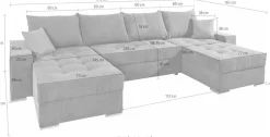 COLLECTION AB Wohnlandschaft »Josy XL U-Form, B: 313 cm in Cord, Cord-Mix« Schlaffunktion, Bettkasten & 2 Zierkissen, Federkern