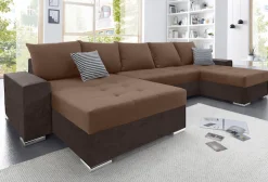 COLLECTION AB Wohnlandschaft »Josy XXL U-Form, B: 333 cm, mit 2 Recamieren 77 & 97 cm« Schlaffunktion, Bettkasten & 2 Zierkissen, Federkern