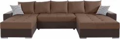 COLLECTION AB Wohnlandschaft »Josy XXL U-Form, B: 333 cm, mit 2 Recamieren 77 & 97 cm« Schlaffunktion, Bettkasten & 2 Zierkissen, Federkern