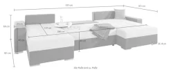 COLLECTION AB Wohnlandschaft »Josy XXL U-Form, B: 333 cm, mit 2 Recamieren 77 & 97 cm« Schlaffunktion, Bettkasten & 2 Zierkissen, Federkern
