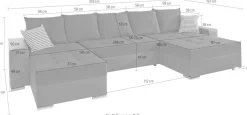 COLLECTION AB Wohnlandschaft »Josy XXL U-Form, B: 333 cm, mit 2 Recamieren 77 & 97 cm« Schlaffunktion, Bettkasten & 2 Zierkissen, Federkern