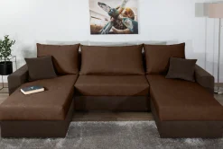 COLLECTION AB Wohnlandschaft »Pico U-Form, B: 252 cm« Schlaffunktion, Bettkasten & 2 Zierkissen