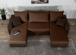 COLLECTION AB Wohnlandschaft »Pico U-Form, B: 252 cm« Schlaffunktion, Bettkasten & 2 Zierkissen
