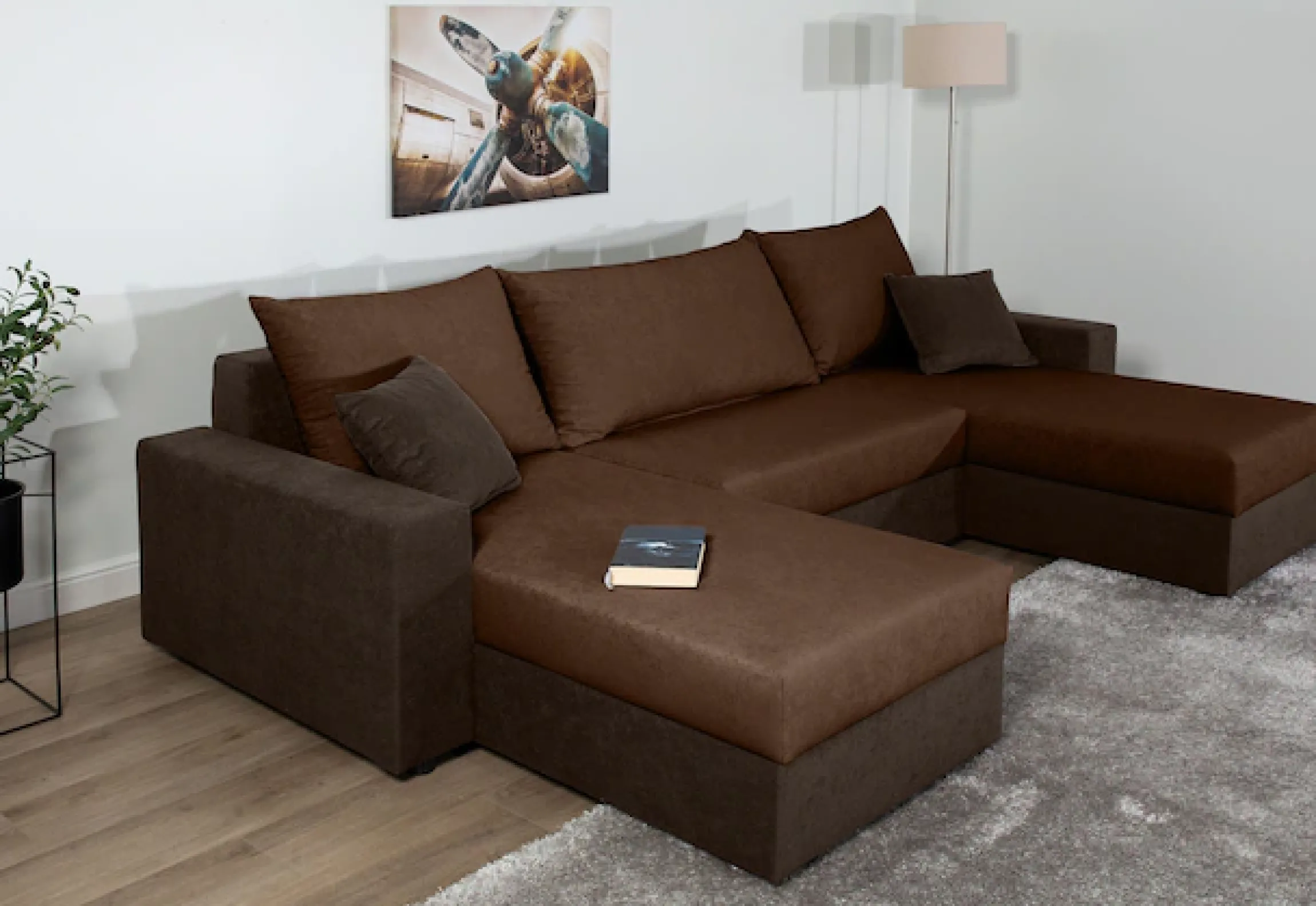 COLLECTION AB Wohnlandschaft »Pico U-Form, B: 252 cm« Schlaffunktion, Bettkasten & 2 Zierkissen