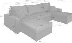 COLLECTION AB Wohnlandschaft »Pico U-Form, B: 252 cm« Schlaffunktion, Bettkasten & 2 Zierkissen