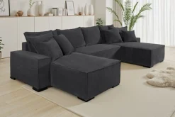 COLLECTION AB Wohnlandschaft »Manhattan U-Form, B: 313 cm, in Breit- oder Normalcord« Schlaffunktion, Bettkasten & Zierkissen, Federkern