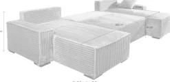 COLLECTION AB Wohnlandschaft »Manhattan U-Form, B: 313 cm, in Breit- oder Normalcord« Schlaffunktion, Bettkasten & Zierkissen, Federkern