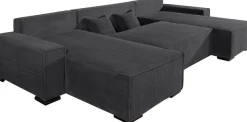 COLLECTION AB Wohnlandschaft »Manhattan U-Form, B: 313 cm, in Breit- oder Normalcord« Schlaffunktion, Bettkasten & Zierkissen, Federkern
