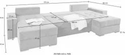 COLLECTION AB Wohnlandschaft »Josy XL U-Form, Breite: 313 cm« Schlaffunktion, Bettkasten & 2 Zierkissen, Federkern