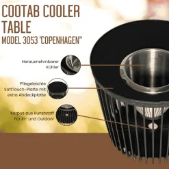 COOTAB Cooler Table Beistelltisch »Beistelltisch mit Edelstahl-Weinkühler Copenhagen 45 cm schwarz« 1 Stk. tlg.