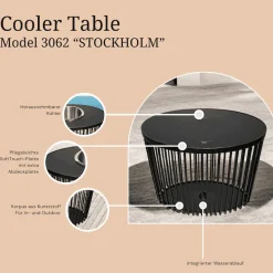 COOTAB Cooler Table Beistelltisch »3-in-1 Loungetisch mit Acryl-Kühler Stockholm 46 cm schwarz« 1 Stk. tlg. Wetterfest, Pflegeleicht, Hitzebeständig, Stapelbar