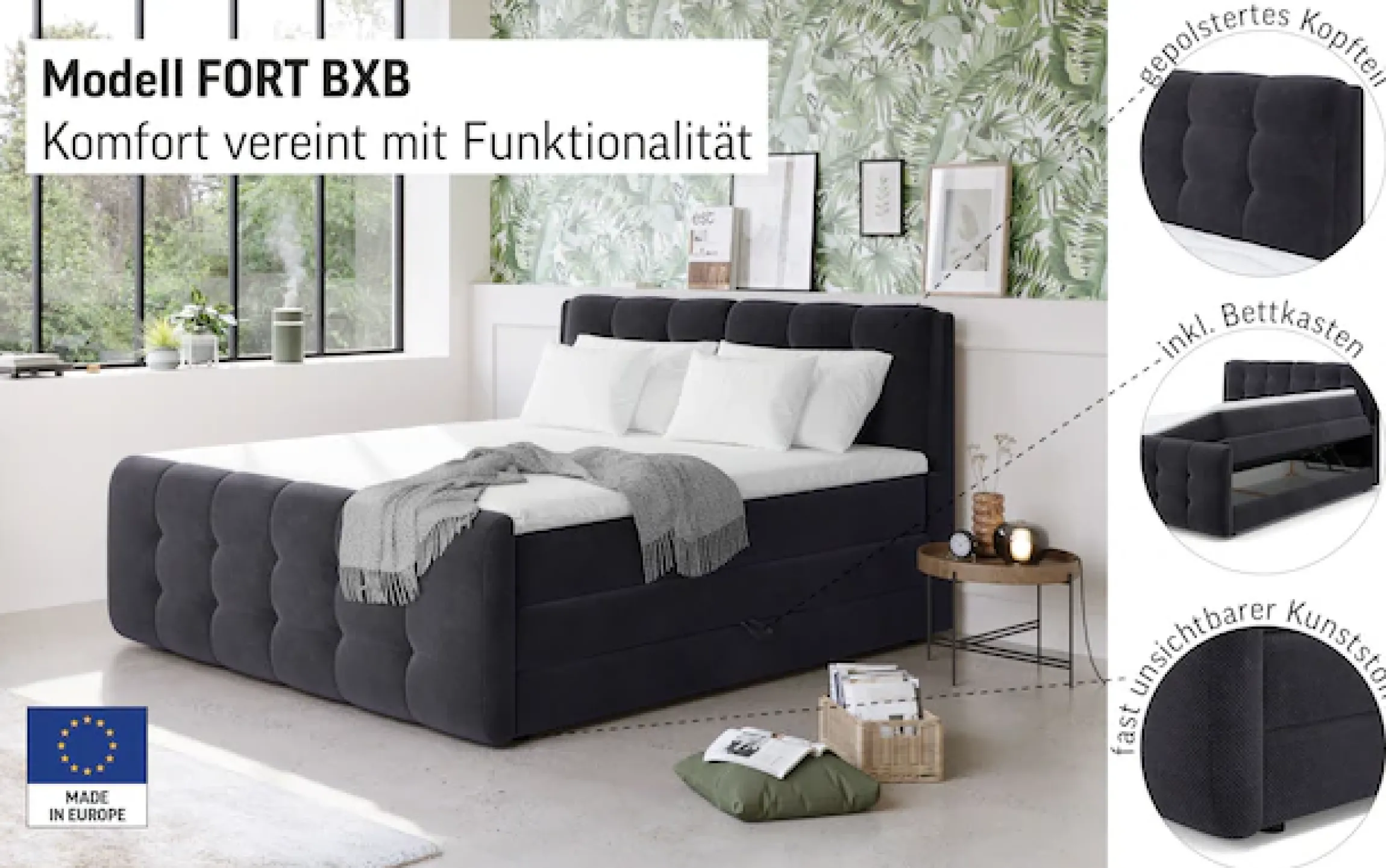 COTTA Boxspringbett »Fort mit Bettkasten, inkl. Topper« erhältlich in verschiedenen Breiten (160cm, 180cm & 200cm)