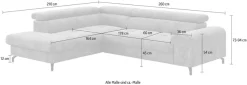 COTTA Ecksofa »Aura L-Form, B: 260 cm, inkl. Schlaffunktion, 3 verstellbare« mit Schlaffunktion, Bettkasten & Kopfteilverstellung