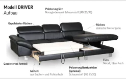 COTTA Ecksofa »Driver L-Form« mit Kopfteilverstellung, wahlweise mit Schlaffunktion & Bettkasten