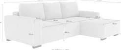 COTTA Ecksofa »Giro L-Form,B: 252 cm, abgerundete Kanten, bequeme Wellenunterfederung« +PUR Schaum, opt. Schlaffunktion + Bettkasten,LF 202x128cm Trendstoffe