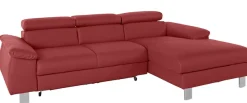 COTTA Ecksofa »Komaris L-Form,B:244cm, inkl. Kopfteilverstellung, Wellenunterfederung« optional mit Schlaffunktion und Bettkasten, plus opt.LED Beleuchtung