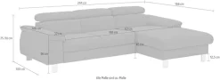 COTTA Ecksofa »Komaris L-Form,B:244cm, inkl. Kopfteilverstellung, Wellenunterfederung« optional mit Schlaffunktion und Bettkasten, plus opt.LED Beleuchtung