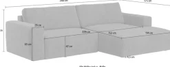 COTTA Ecksofa »Lasso L-Form, B: 288 cm, XL Sofa, Top Modern« XL Recamiere B:114 cm, bequeme Wellenunterfederung, viele Stoffe