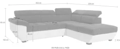 COTTA Ecksofa »Speedway L-Form, B: 262cm, moderne Couch, bequeme Wellenunterfederung,« Kopfteilverstellung, optional Schlaffunktion & Bettkasten
