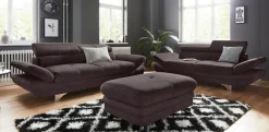 COTTA Polstergarnitur »Enterprise« Set,Set bestehend aus: 2-Sitzer mit Kopfteilverstellung & Hocker