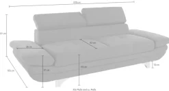 COTTA Polstergarnitur »Enterprise« Set,Set bestehend aus 2,5-Sitzer mit Arm- & Kopfteilverstellung & Hocker