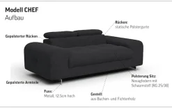 COTTA 2-Sitzer »Chef« Big-Sofa mit Kopfteilverstellung, edle Metallkufen