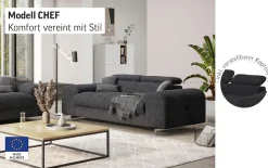 COTTA 2-Sitzer »Chef« Big-Sofa mit Kopfteilverstellung, edle Metallkufen