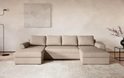 COTTA Wohnlandschaft »Drift U-Form Recamiere, Breite 327 cm« optional auch mit Schlaffunktion, Wellenunterfederung