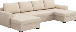 COTTA Wohnlandschaft »Drift U-Form Recamiere, Breite 327 cm« optional auch mit Schlaffunktion, Wellenunterfederung