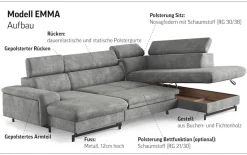 COTTA Wohnlandschaft »Emma U-Form, B: 328 cm« mit Kopfteilverstellung, optional Schlaffunktion & Bettkasten