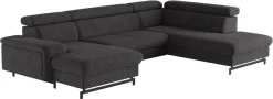 COTTA Wohnlandschaft »Emma U-Form, B: 328 cm« mit Kopfteilverstellung, optional Schlaffunktion & Bettkasten