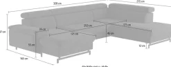 COTTA Wohnlandschaft »Emma U-Form, B: 328 cm« mit Kopfteilverstellung, optional Schlaffunktion & Bettkasten