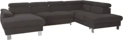 COTTA Wohnlandschaft »Komaris U-Form, B: 320 cm« mit Kopfteilverstellung, optional Schlaffunktion, Bettkasten & Licht