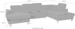 COTTA Wohnlandschaft »Komaris U-Form, B: 320 cm« mit Kopfteilverstellung, optional Schlaffunktion, Bettkasten & Licht