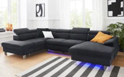 COTTA Wohnlandschaft »Komaris U-Form, B: 320 cm« mit Kopfteilverstellung, optional Schlaffunktion, Bettkasten & Licht