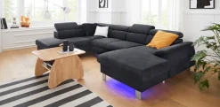COTTA Wohnlandschaft »Komaris U-Form, B: 320 cm« mit Kopfteilverstellung, optional Schlaffunktion, Bettkasten & Licht