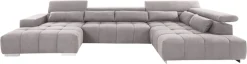 COTTA Wohnlandschaft »Orion U-Form XXL, B: 409 cm, bequeme Wellenunterfederung, top modern« mit Kopfteilverstellung & 6 Nierenkissen