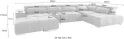 COTTA Wohnlandschaft »Orion U-Form XXL, B: 409 cm, bequeme Wellenunterfederung, top modern« mit Kopfteilverstellung & 6 Nierenkissen