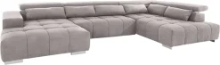 COTTA Wohnlandschaft »Orion U-Form XXL, B: 409 cm, bequeme Wellenunterfederung, top modern« mit Kopfteilverstellung & 6 Nierenkissen