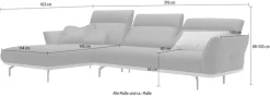 Creation BY ROLF BENZ Ecksofa »CR.460 Design-Sofa, verstellbare Rückenlehne, L-Form« Sockel in Eiche, Winkelfüße in Umbragrau, Breite 318 cm
